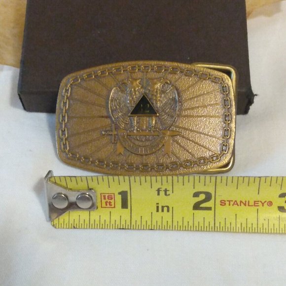 vintage freemasonry belt Buckle 32 degrees Harry Klitzner Co 1981 - Picture 1 of 6